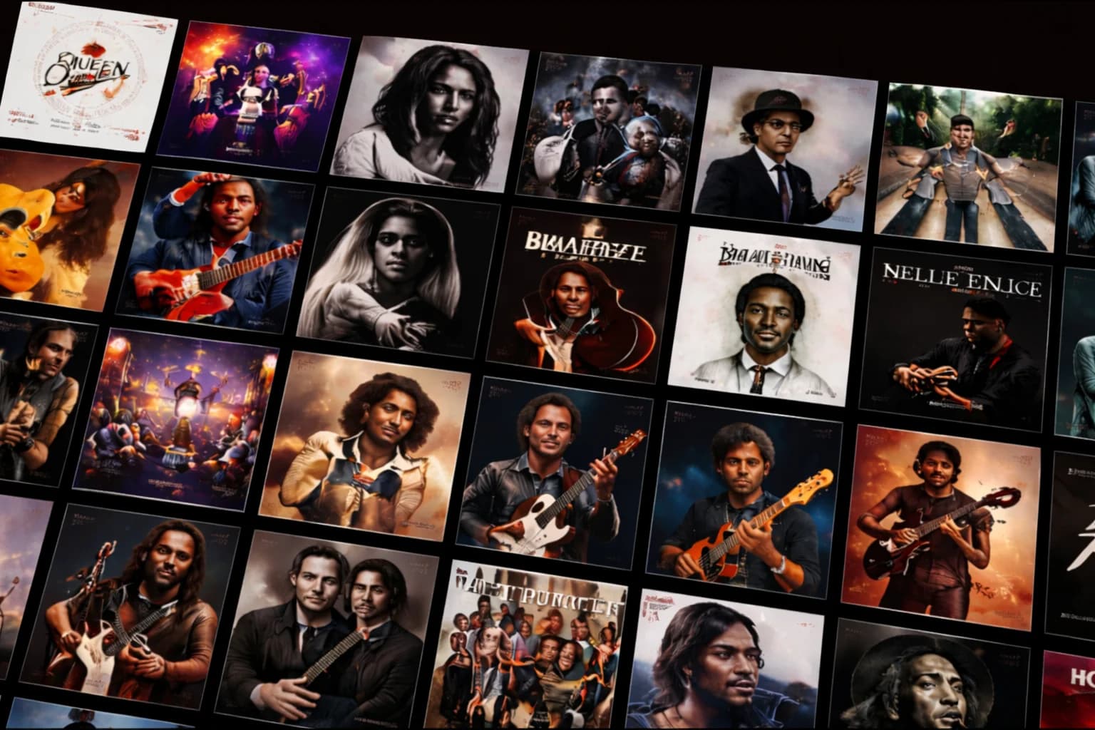 Multiple music genre visualizations showing diverse style options