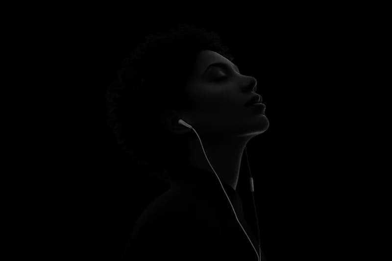 Person listening to music with headphones, silhouette illustration