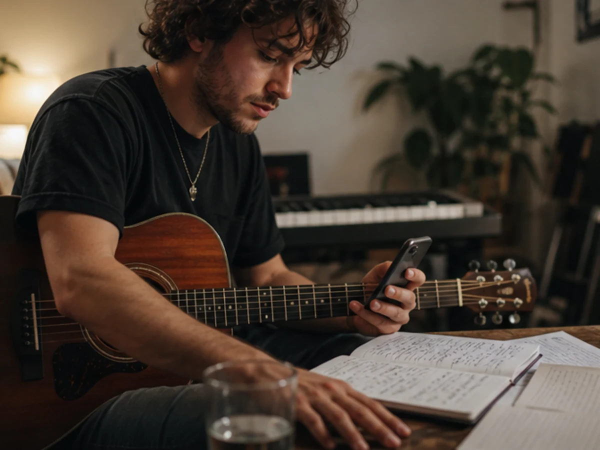 Songwriter comparing themes, hooks, and song directions
